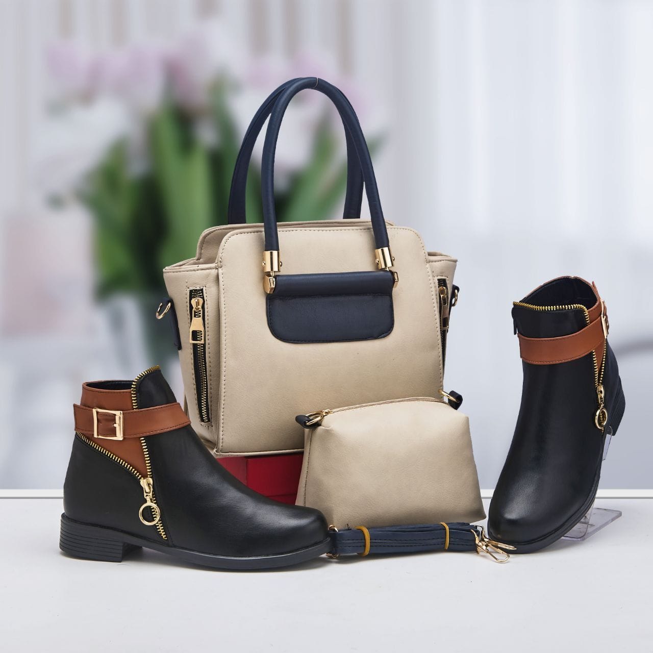 باقة الأناقة المتكاملة – صباط وصاك بنفس اللون + حقيبة مجانية مع كل طلبية